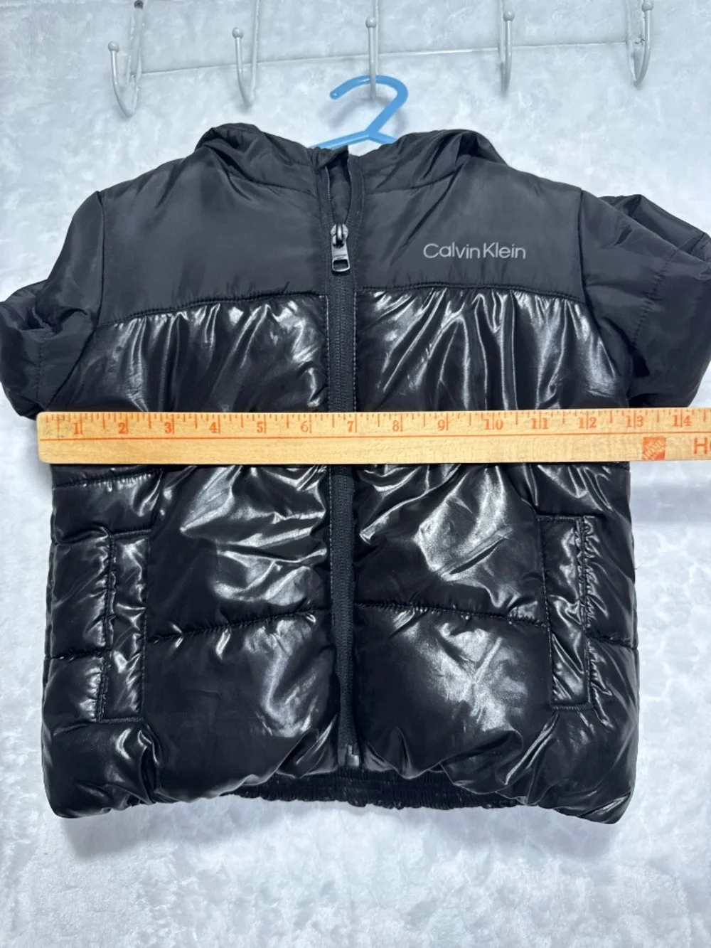 Calvin Klein Baby Boy Puffer Jacket Hoodie 18 Months Glossy Black
